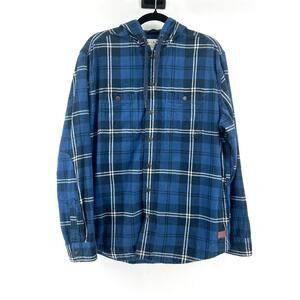 L.L.Bean Men's Scotch Plaid Flannel Hooded Shirt, M-Reg 100% Cotton